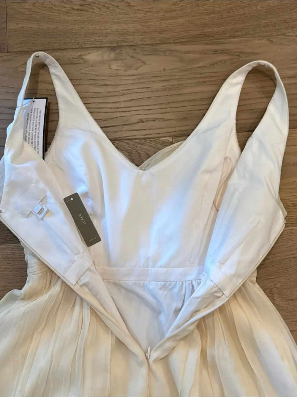 NWT J.Crew Silk Chiffon Bridesmaid Dress Champagne Pleated Size 10 Knee Length